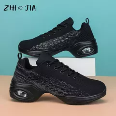 Sapato de dança feminino macio único, sapatos elevados respiráveis, tênis am