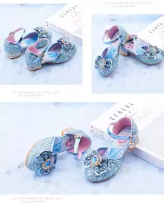 Disney frozen elsa crianças sapatos de salto alto para meninas dos desenhos ani