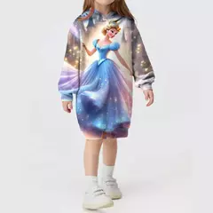 Novas meninas camisola vestido dos desenhos animados festa jogar disney sereia i