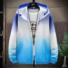 Jaqueta fina de bloqueio de cores masculina, protetor solar, jaqueta casual à p - Show Drop