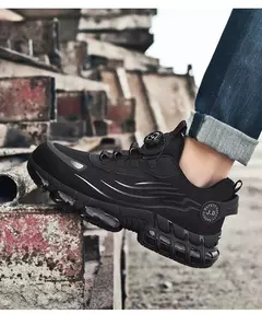 Imagem do Novo botão rotativo sapatos de segurança para homens, sapatos de trabalho anti