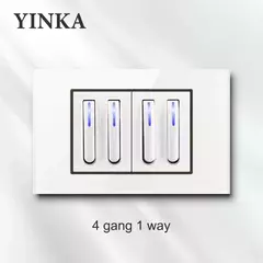 Yink branco teclas de piano universal interruptor de luz parede painel de vidro - comprar online