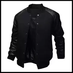 Casacos de Beisebol Patchwork para Homens, Luva PU, Jaquetas com Gola Alta, Gold - loja online