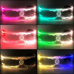 Acrílico led luminoso óculos de festa brilho neon light up viseira óculos dj