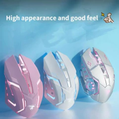 Imagem do Rato ergonômico para jogos com fio RGB, 2.4G, mudo, 4 botões, 3200DPI, retroil