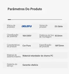 DELEFU 4*2 Vidro Temperado Branco Tomada Padrão Brasil com Dupla USB Tipo C Tom na internet