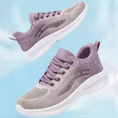 Sapatos casuais com renda para mulheres, leve, sola grossa, exercícios, esporte