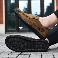 Sapatos masculinos casuais confortáveis deslizamento em mocassins de couro apar - comprar online