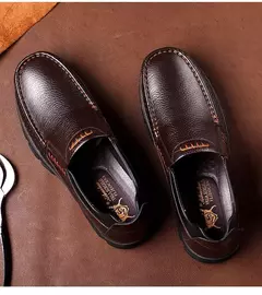 Sapatos para homens mocassins de couro chef sapatos de trabalho conforto penetra