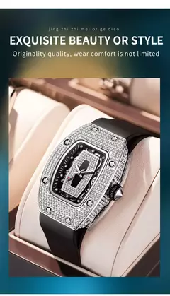 Nova moda de luxo tonneau pulseira relógios para mulher cristal aço inoxidáve - comprar online