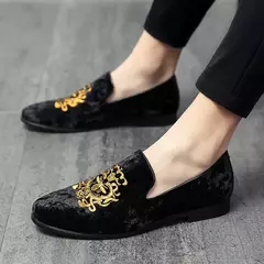 Mocassins de luxo masculinos mocassins pretos, sapatos para dirigir, conversas c - Show Drop