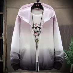 Imagem do Jaqueta fina de bloqueio de cores masculina, protetor solar, jaqueta casual à p