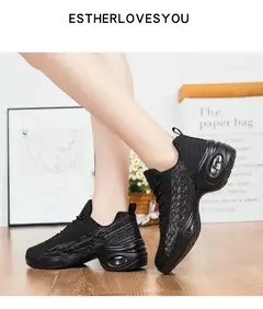 Sapato de dança feminino macio único, sapatos elevados respiráveis, tênis am - comprar online