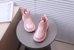 Outono crianças espelho botas de couro meninas malha botas curtas pequena princesa - comprar online