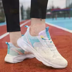 35-40 aumenta a altura das mulheres primavera verão sapatos andando tênis azul - comprar online