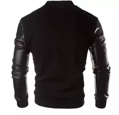 Casacos de Beisebol Patchwork para Homens, Luva PU, Jaquetas com Gola Alta, Gold - comprar online