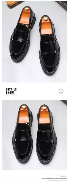 Moda masculina sapatos casuais de couro masculino clássico estilo britânico mo - loja online