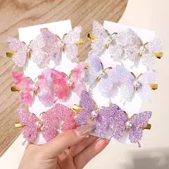6 pçs novo requintado lantejoulas borboleta grampos de cabelo pérola metal arc - comprar online
