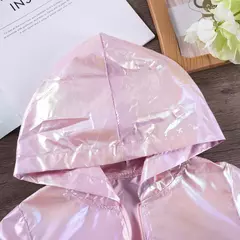 Imagem do Jaqueta com capuz fino monocromático para menina, poliéster, roupa diária con