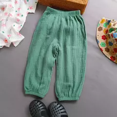 Verão meninos meninas calças de linho algodão casual bebê crianças soltas h - comprar online