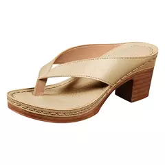 Sandálias femininas confortáveis chinelos grossos salto alto opentoe bloco ves - comprar online