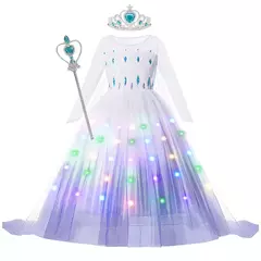 Led light up esa vestidos para meninas crianças cosplay roupas de festa crianç