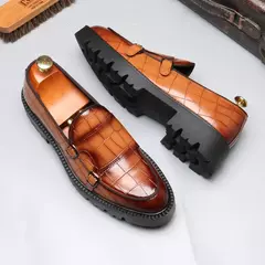 Moda masculina sapatos casuais de couro masculino clássico estilo britânico mo - comprar online