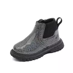 Outono crianças espelho botas de couro meninas malha botas curtas pequena princesa - loja online