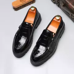 Moda masculina sapatos casuais de couro masculino clássico estilo britânico mo - Show Drop