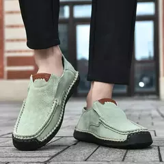 Imagem do Sapatos masculinos casuais confortáveis deslizamento em mocassins de couro apar