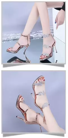 Senhoras sapatos de salto alto elegante glitter coração brilhante padrão sapa - Show Drop