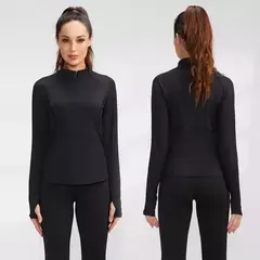 Imagem do Jaquetas de corrida de manga compridas para mulheres Camisola de jogging Camisa