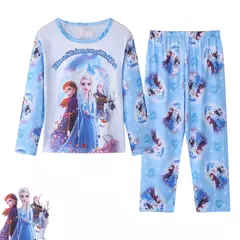 Novo congelado meninas pijamas anna elsa conjuntos de roupas infantis manga longa - Show Drop