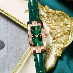 Relógios das mulheres Moda Square Ladies Quartz Watch Bracelet Set Dial Verde S na internet