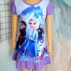 Sereia anna elsa vestido meninas camisola roupas dos desenhos animados pijamas - loja online