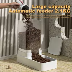 Alimentador automático para gatos e dispensador de água com recipiente de arma na internet