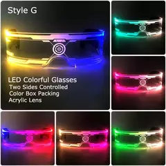 Imagem do Acrílico led luminoso óculos de festa brilho neon light up viseira óculos dj