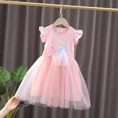 Imagem do 2024 novo unicórnio verão vestidos de princesa manga voadora crianças vestido