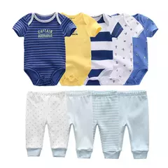 9 pçs/lote unissex recém-nascido bodysuits + calças conjuntos de roupas na internet