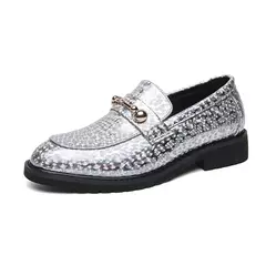 Sapatos de couro brilhantes para homens, mocassins luxuosos, sapatos de banquete - comprar online