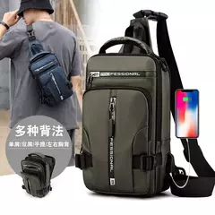 Homens de náilon mochila peito pacote ombro com porta carregamento usb viagem m