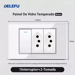 DELEFU 4*2 Vidro Temperado Branco Tomada Padrão Brasil com Dupla USB Tipo C Tom - loja online