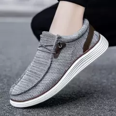Imagem do Sapato de lona casual masculino, mocassins masculinos, respirável, deslizamento