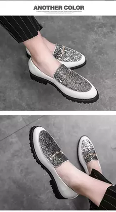 Imagem do Homens vestido sapatos primavera outono deslizamento em couro de patente mocassi