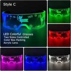 Acrílico led luminoso óculos de festa brilho neon light up viseira óculos dj na internet