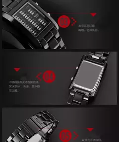 2020 nova moda binária relógio masculino digital led relógios de pulso eletrônico multifuncional relógios de aço preto - comprar online