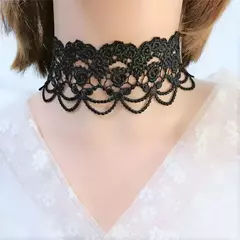 Colar de pingente branco gótico para mulheres, gargantilha de renda, joia para casamento - loja online