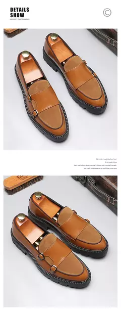 Moda masculina sapatos casuais de couro masculino clássico estilo britânico mo - comprar online