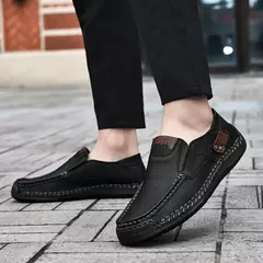 Sapatos masculinos casuais confortáveis deslizamento em mocassins de couro apar - comprar online