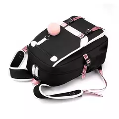 Purple Kuromi Melody School Bags para homens e mulheres, USB, Capacidade Laptop - loja online